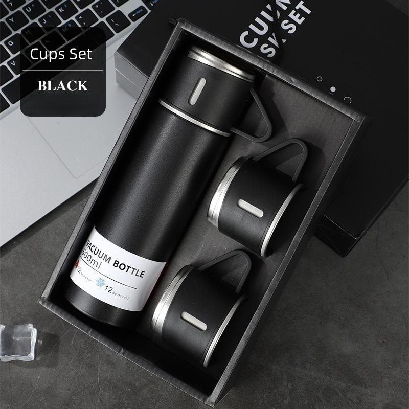 Christmas Gift 3PCS Outdoor Travel Coffee Tea Thermos Vacuum Flask Stainless Steel Water Bottle Gift Set with 2 Cup