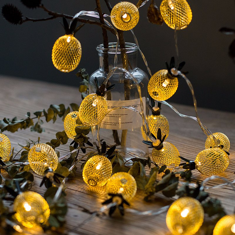China Supplier Battery Operated Golden Pineapple LED String Light