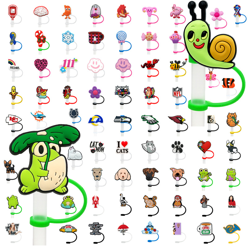 8mm Hot Sale Dustproof Compatible Reusable Casual Soft Silicone Customization Glass Straw with Charm