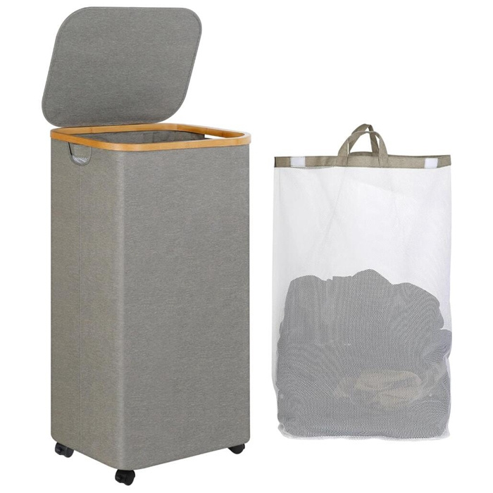 Laundry Hamper with Wheels for Bedroom Dormitory Organization