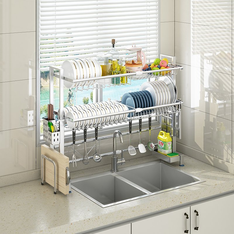 Kitchen Sink Bowl Rack Drain Rack Chopsticks Plates Dish Storage Rack