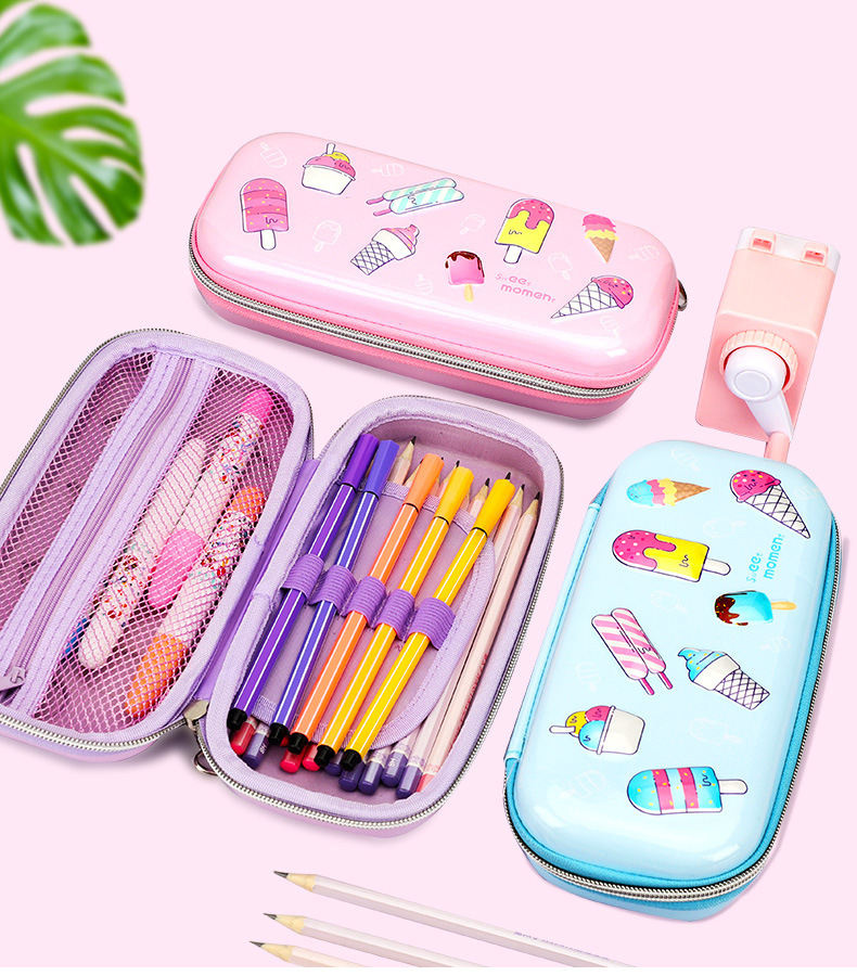 Large Capacity Hardtop 3D Ice Cream Pencil Box Pencil Bag