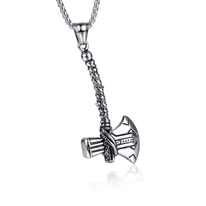 Ready To Ship Hip Hop Jewelry Titanium Stainless Steel Axe Pendant Necklace Retro Tomahawk Mens Personalized Accessories
