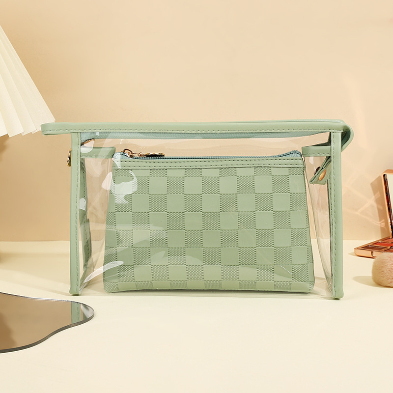 Large Capacity 2PCS PVC Pouch Case Waterproof PU Leather Cosmetic Bag