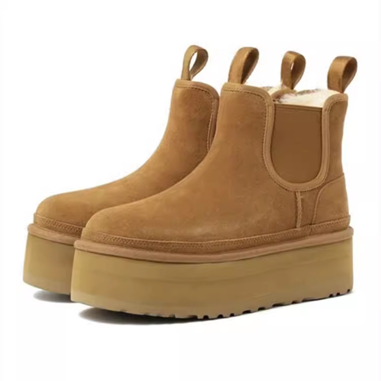 Thick Plush Warm Snow Ankle Boots New Fashion Winter Women Flat Platform Boots Shoes Woman Lady Fur Short Boot 40