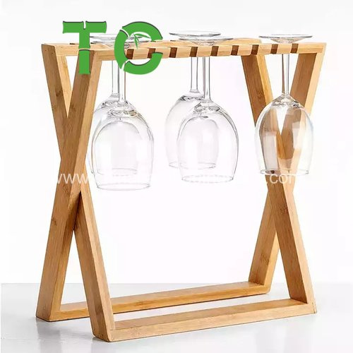 Foldable Bamboo Wine and Glass Rack Bamboo Wine Glass Holder Wooden Wine Bottle Storage Holder