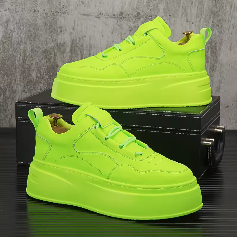 Men's Authentic Sports Shoes Comfortable Cool Breathable Thick-sole Simple Design Solid Color Campus Elastic Loafers Autumn Mesh