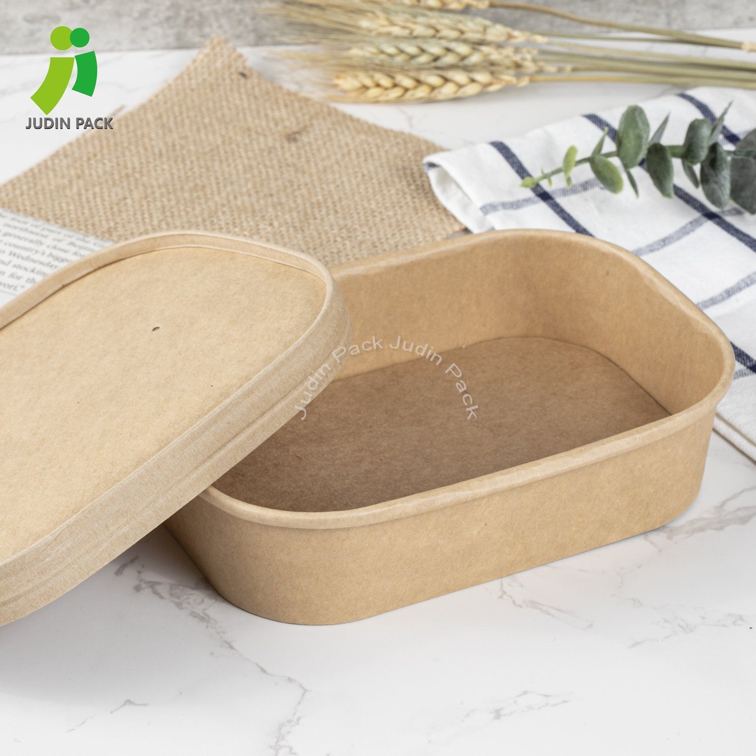 Multi-Size Disposable Square Salad Bowl with Food Grade Kraft Paper Supplier