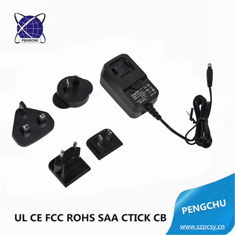 Inventory Detachable Power Supply 12W 12V 1A AC DC Interchangeable EU AU US UK Plug Power Adapter
