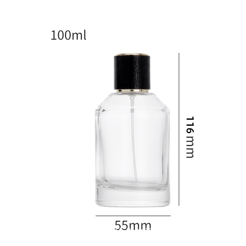 100ml Round Shoulder Transparent Glass Perfume Bottles with Spray Cap Fraso Perfume Cosmetic Packaging Factory Direct Sale