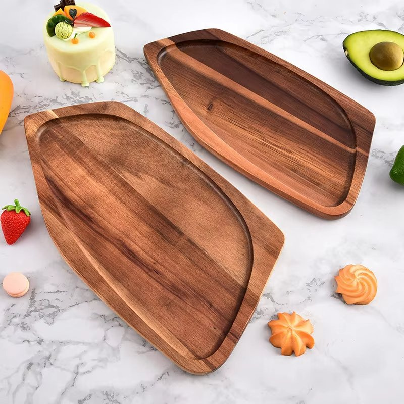 Irregular Shaped Wood Serving Tray Acacia Dinner Plates Kitchen Utensils 2PCS Cutting Board