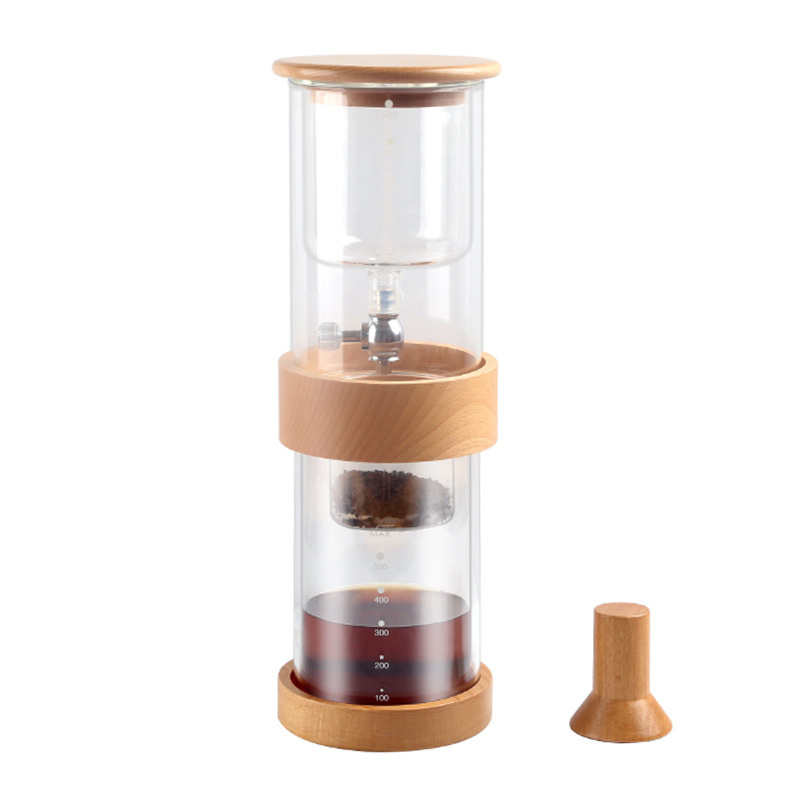 Cold Drip Coffee Maker with Tower Wood Base Stand
