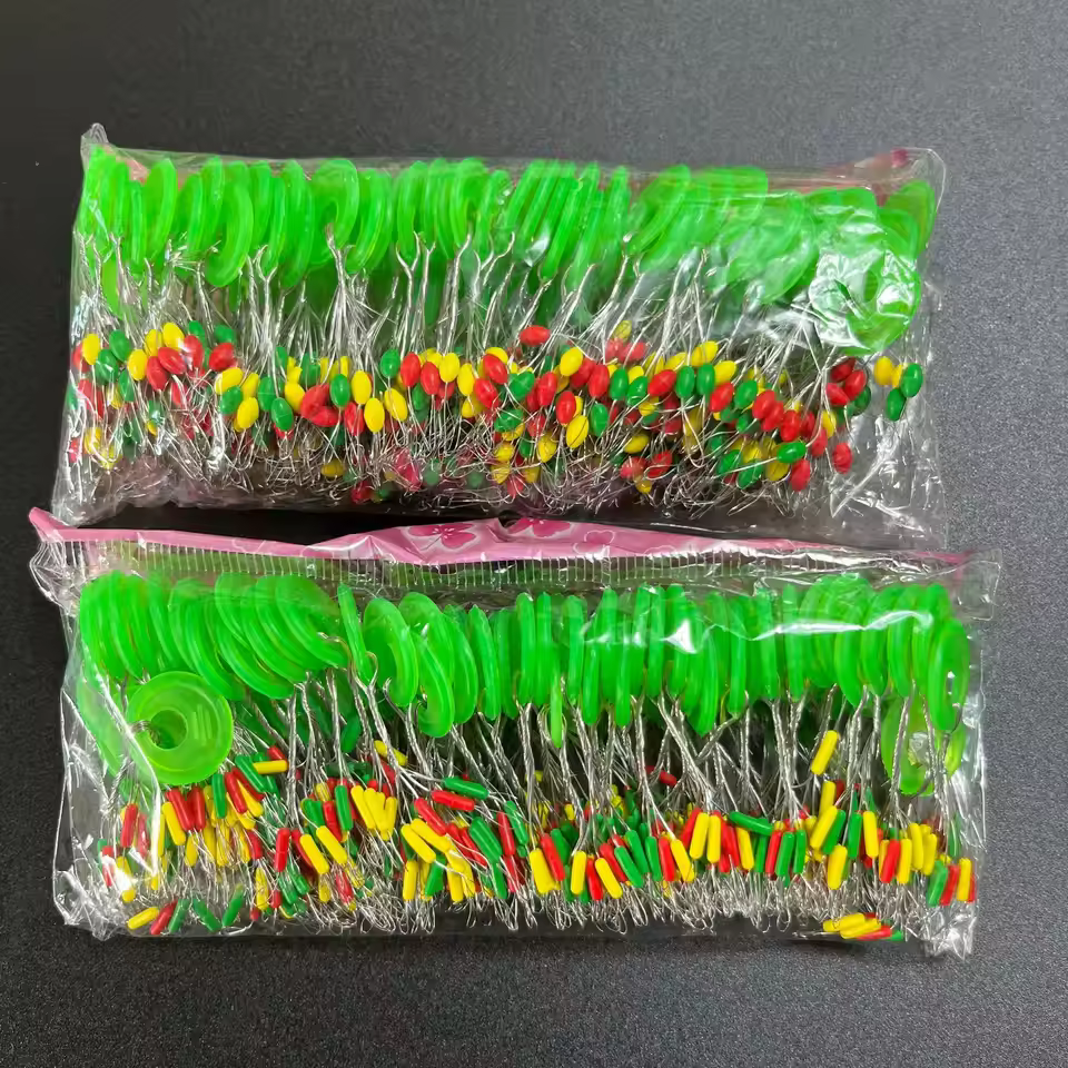 Colorful Space Beans 600 Pcs 100 Groups Oval Stopper Fishing Bobber Float Connector Straight Space Bean for Fishing Accessories