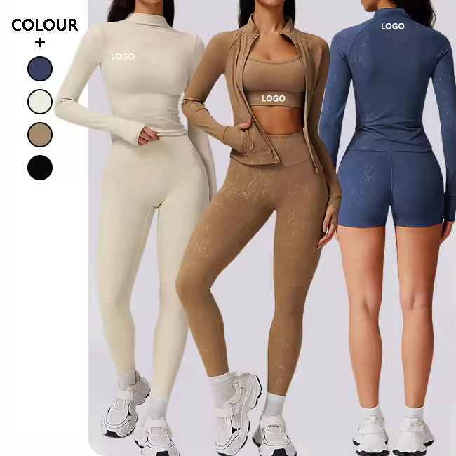 2025 New Hot Yoga Suit Gym Pants Vest Top Shorts Short Sleeve Leggings Workout Jacket Sports Custom Long Sleeved Fitness Clothes