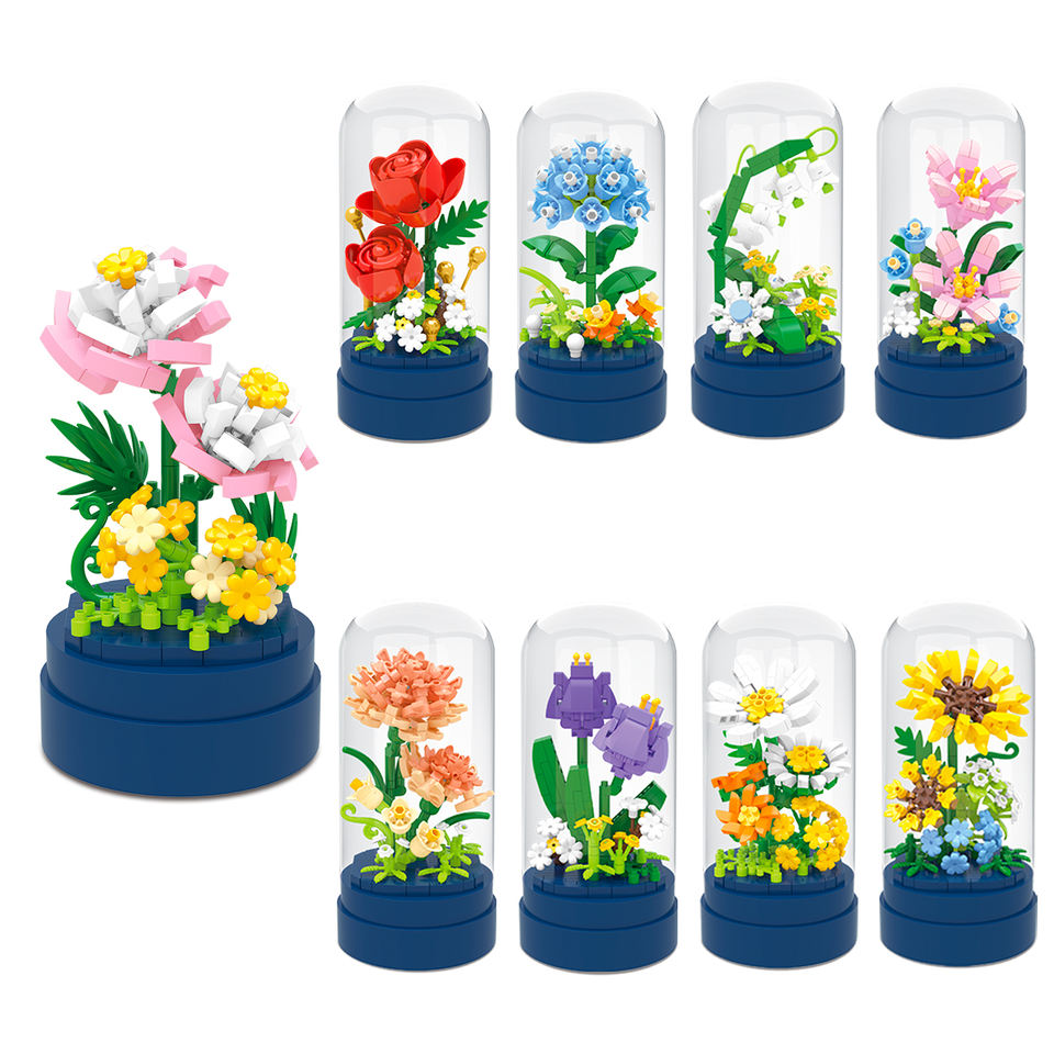 2025 New Kids Plastic Micro Bricks Educational Home Decoration Toy Mini Flower Building Blocks Model Toy Wholesale