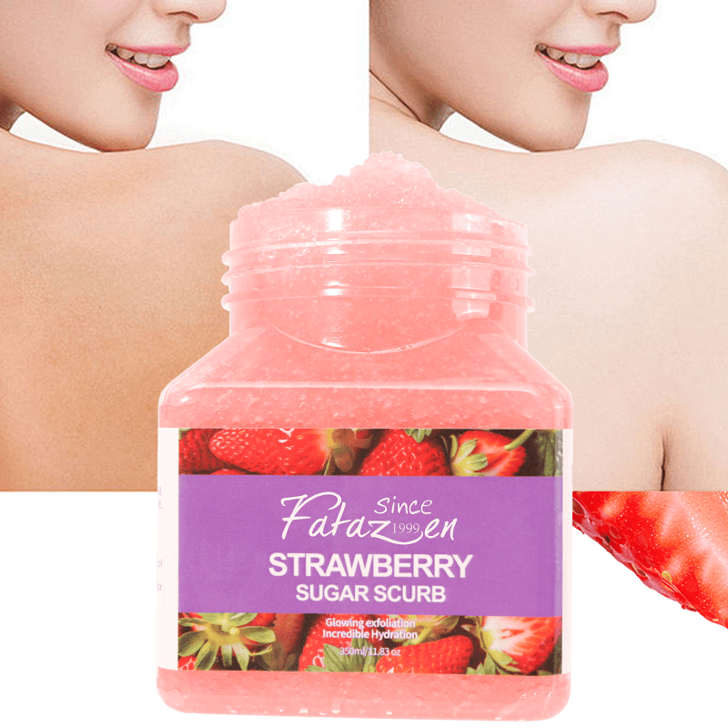 Private Label Fatazen Wholesale Fruit Whitening Shea Butter Body Scrub Body Exfoliating Vegan Strawberry Rock Candy Scrub Cream