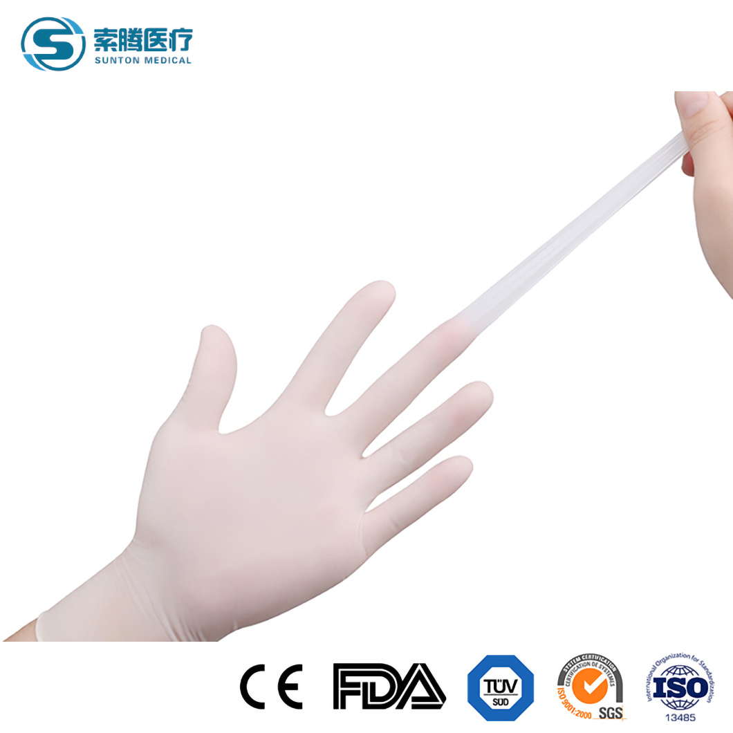 Sunton High Quality Antibacterial Latex Gloves China 100PCS/Box 10boxes/CTN Packing Surgical Gloves Suppliers En388 Safety Standard Medical Grade Mitten