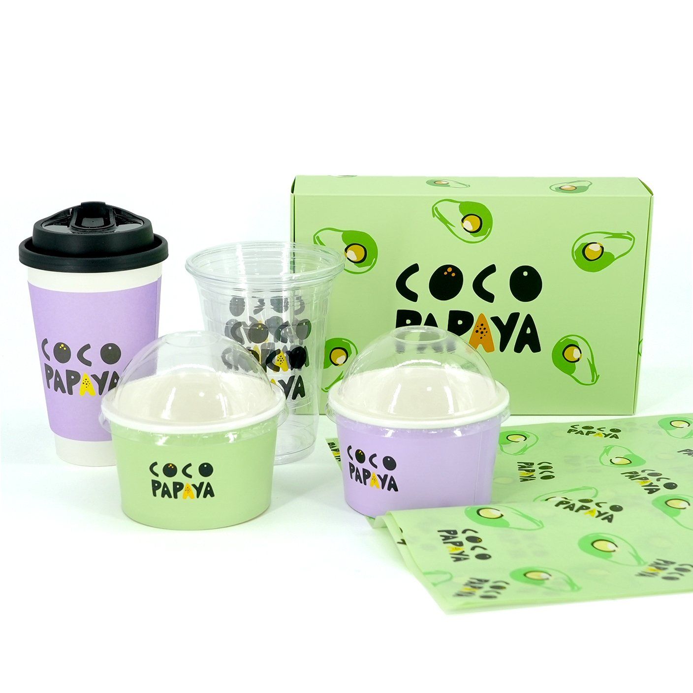 Napkins with Avocado Design Mailer Box Eco-Friendly Paper Set Reusable Cups
