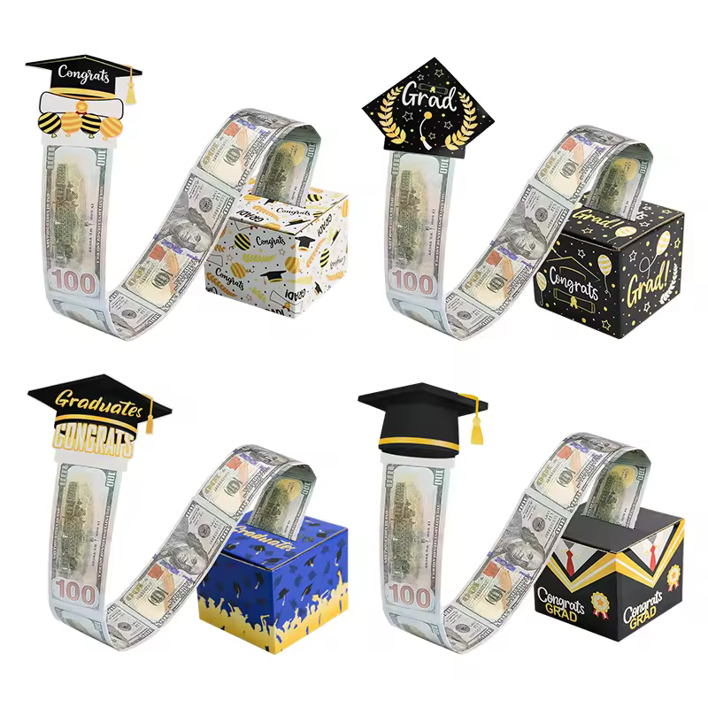 Graduation Theme Money Box For Cash Gift Pull Funny Surprise Money Holder Box For Student With Pull Out Card And Plastic Bag