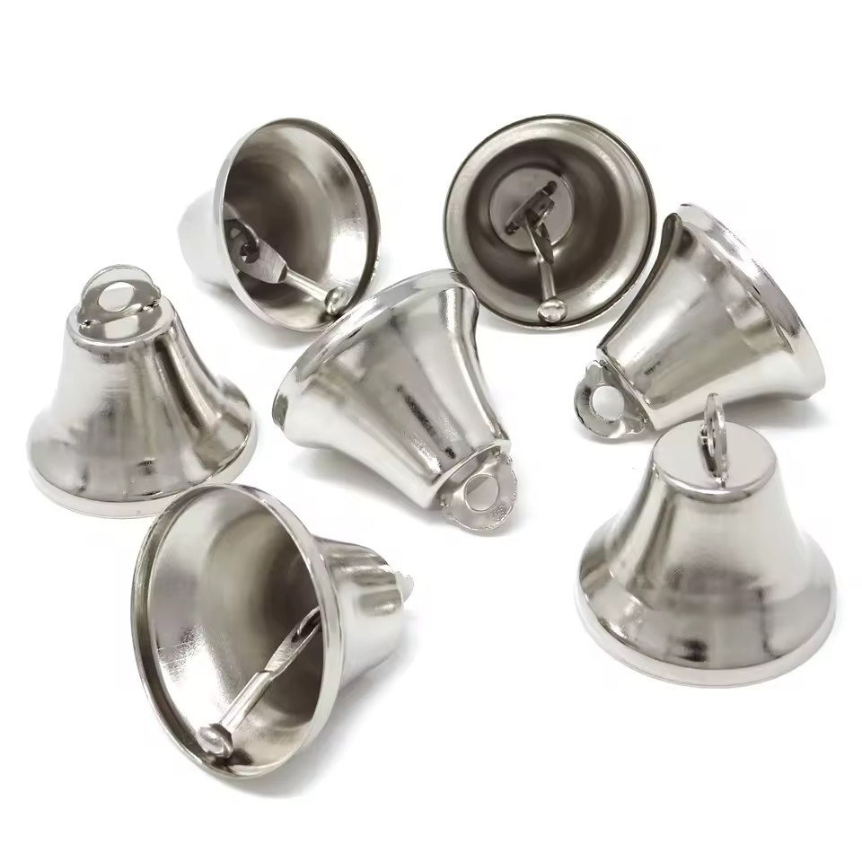 Silver Metal Large Jingle Bells Festival & Home Holiday Decor Bell