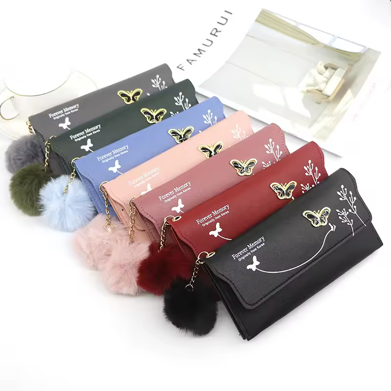 Cheap Ladies Purse Latest Design Hasp Wallet Women Long Pu Leather Clutch Female Wallets