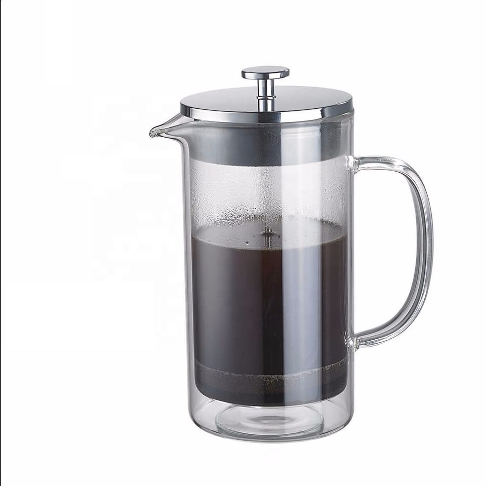 Factory Wholesale Clear Glass Tea Kettle 600ml Glass Coffee Pot Double Wall Heat Resistant Home Coffee Tea Maker
