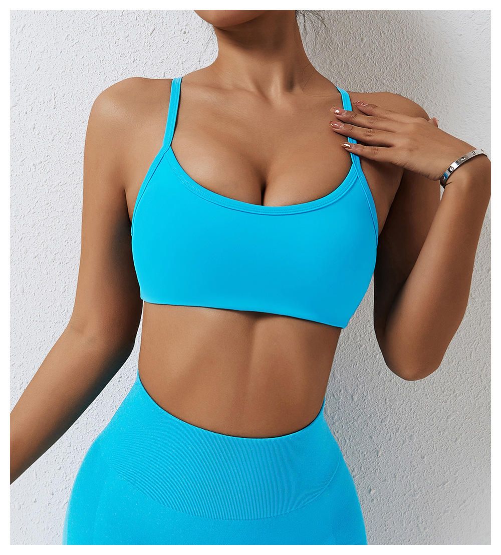 V Neck Halter Sexy Back Cute Seamed Sports Bra for Women