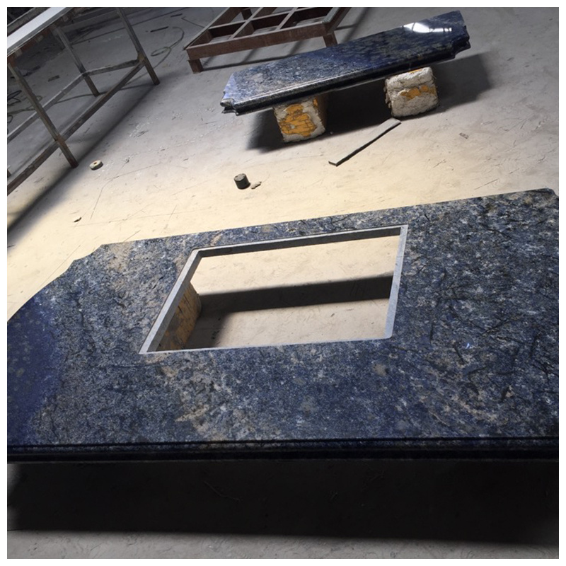 Fabricated Azul Bahia Granite Kitchen Countertops and Island Tops