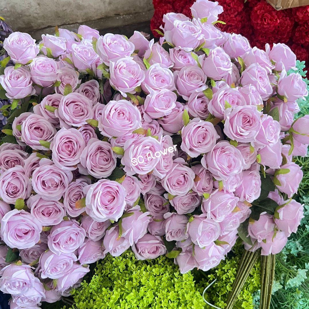 Foshan Wholesale Purple Long Stem Silk Roses Bulk Artificial Flowers for Home Wedding Decoration