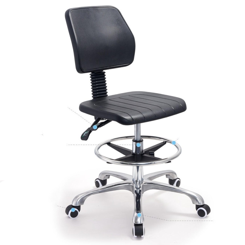 Anti-Static Durable Heavy-Duty Plastic PU Swivel ESD Chair Laboratory Chair Foot Rest