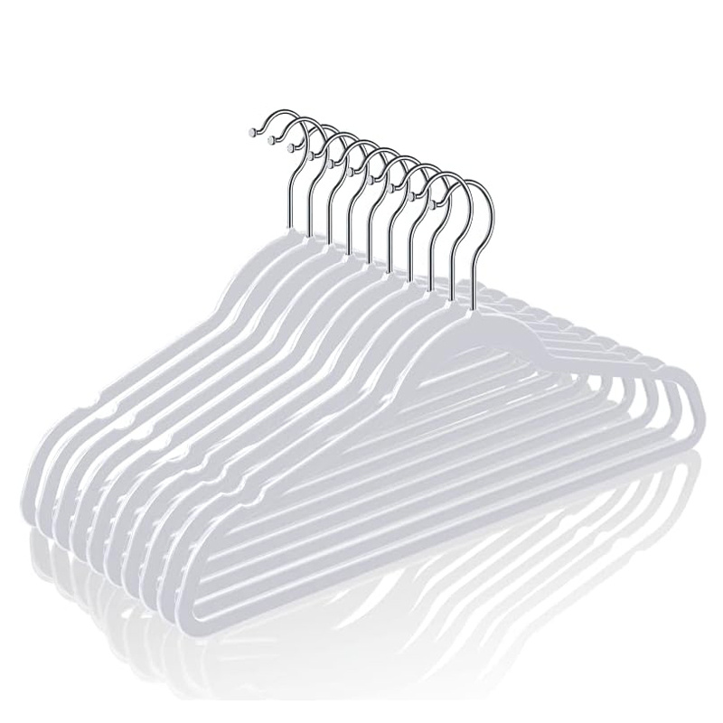 Daily Use White Plastic Notched Hangers for Shirts, Coats, Pants, Dress