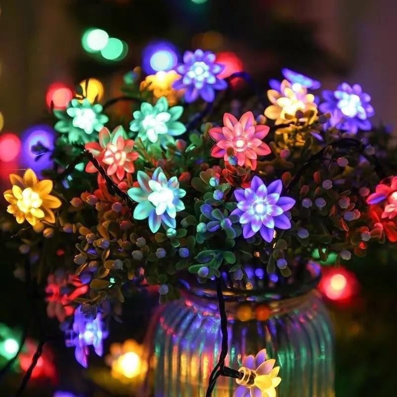 Solar Double LED String Flower Fairy Christmas Party Decoration Lights