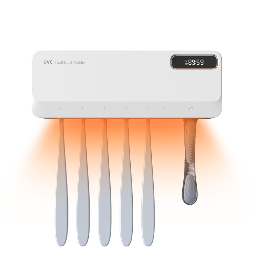 2025 Smart Toothbrush Sterilizer With Clock Timer Rechargeable Heated Uv Sanitizer For Bathroom Countertop