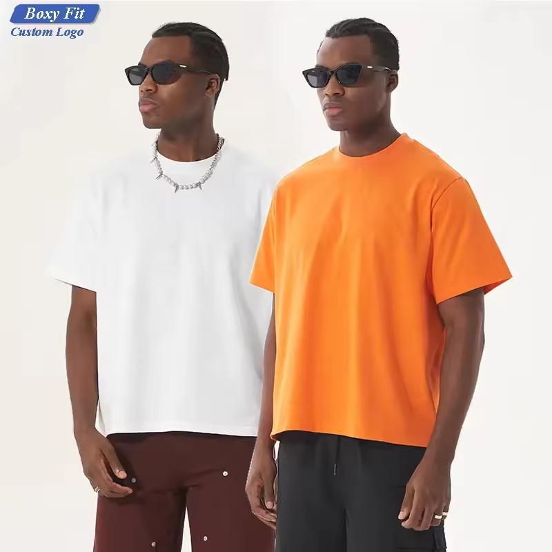 Wholesale 100 Cotton Oversized Boxy Fit Men's T Shirt Custom Dtg Screen Printing Black Bulk Shirt Unisex Tee-shirts Cotons