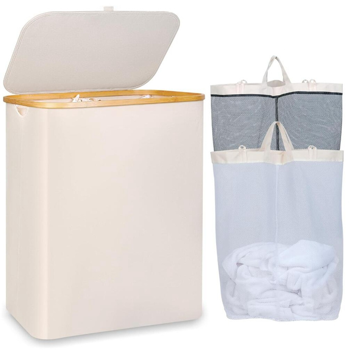 Slim Laundry Hamper with Lid Storage Basket with Removable Bag