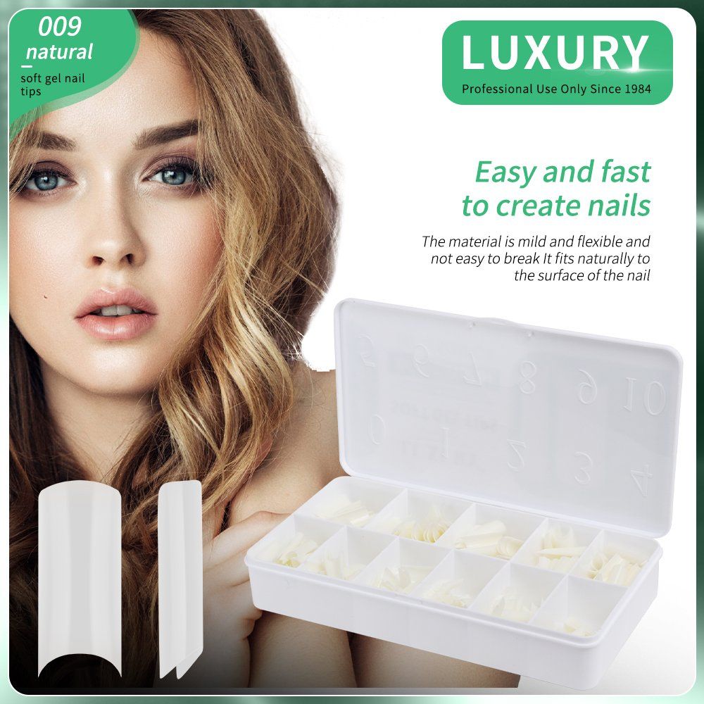 500PCS Fake Nails Tips Half Cover French Square Shaped False Nails for DIY Nail Art