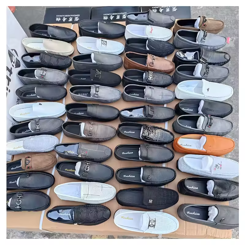 M1215 Cheap Price Men's Casual Shoes Breathable Men's Genuine Leather Soft Sole Loafers Driving Shoes Stock Shoes