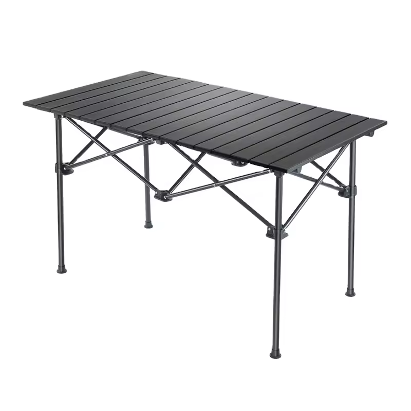 Woqi Modern Aluminum Roll Top Folding Picnic Table Portable Outdoor Furniture For Camping