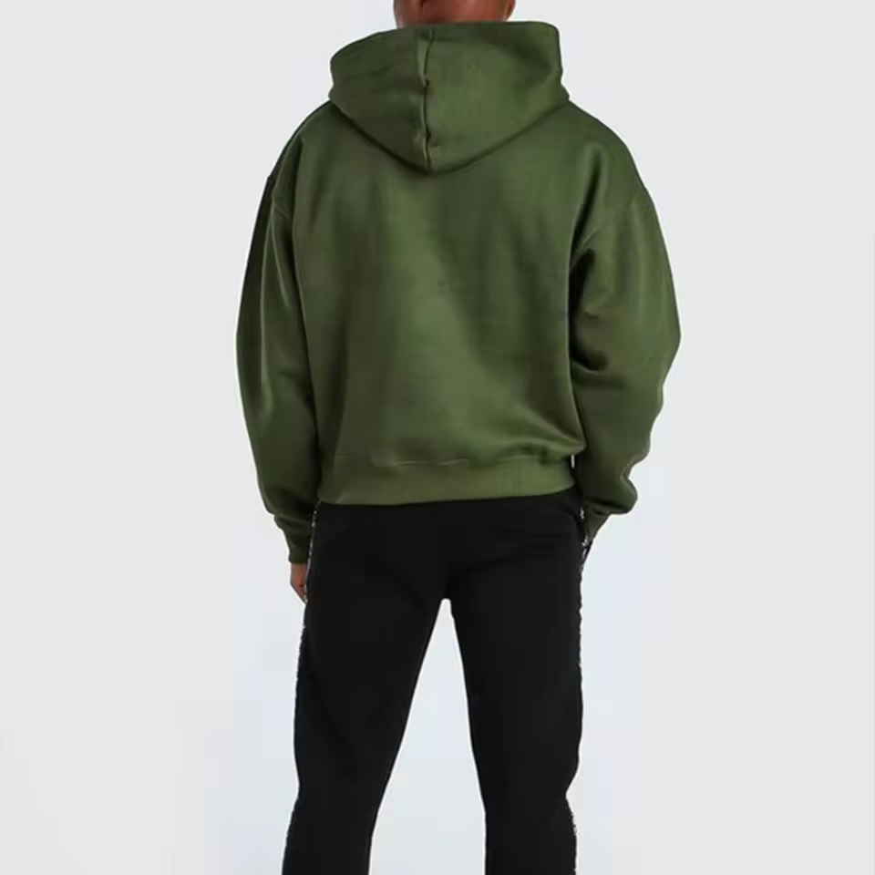Unisex Plain Cotton Blended Hoodie Basics Heavyweight Oem Pullover Drop Shoulder Custom Fleece Hooded Sweatshirt