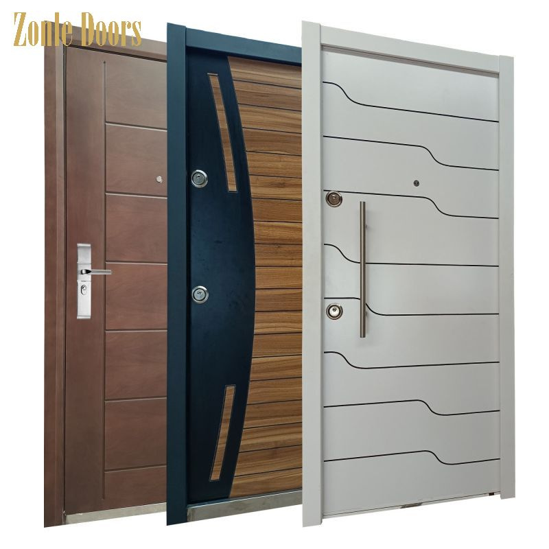 OEM Exterior Zonle Customizable Aluminum Metal Security Doors for Home Steel Russian Door