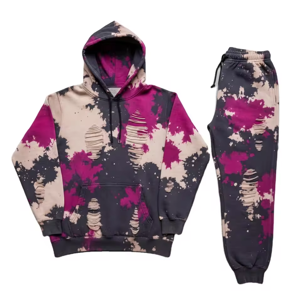 Oem/odm Women Men Sporty Casual Custom Logo Hooded Solid Fleece Hoodie Set Relaxed Fit Custom Design Tracksuit Custom