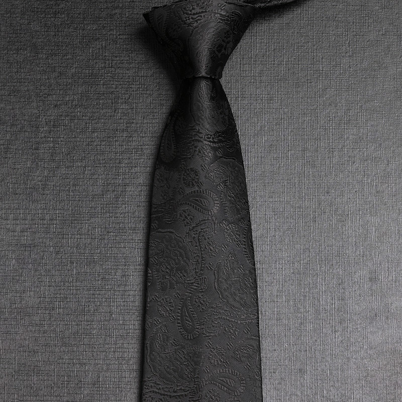 in Stock Textured Black Paisley Men's Tie