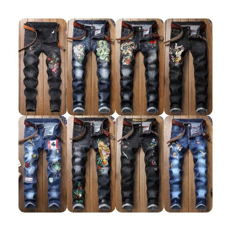 Hot Sale Men's Cotton Jeans Formal Classic Work Wear Pants Breathable Washed Denim Wholesale