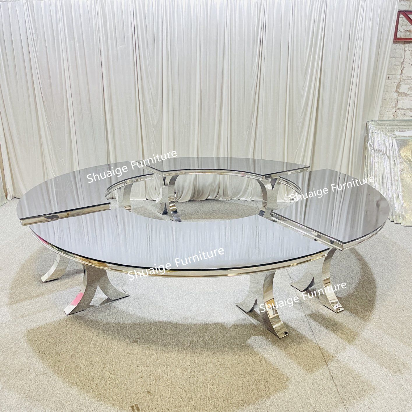 Luxury Wedding Party Furniture Factory Price OEM/ODM Stainless Steel Round Tables Set
