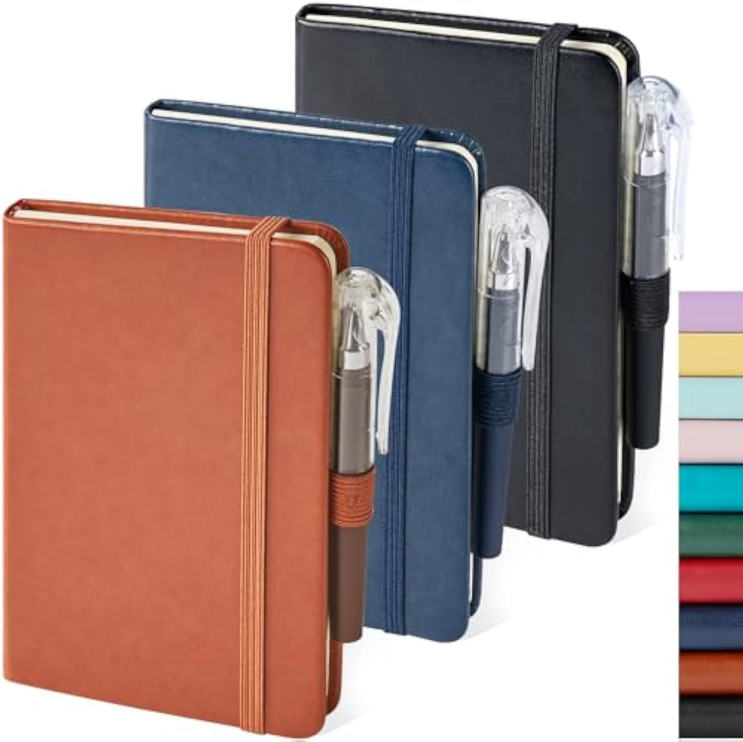Pocket Notebook Journals, Small Notepad Notebooks for Note Taking, A6 Mini Note Pads with Pen Holder