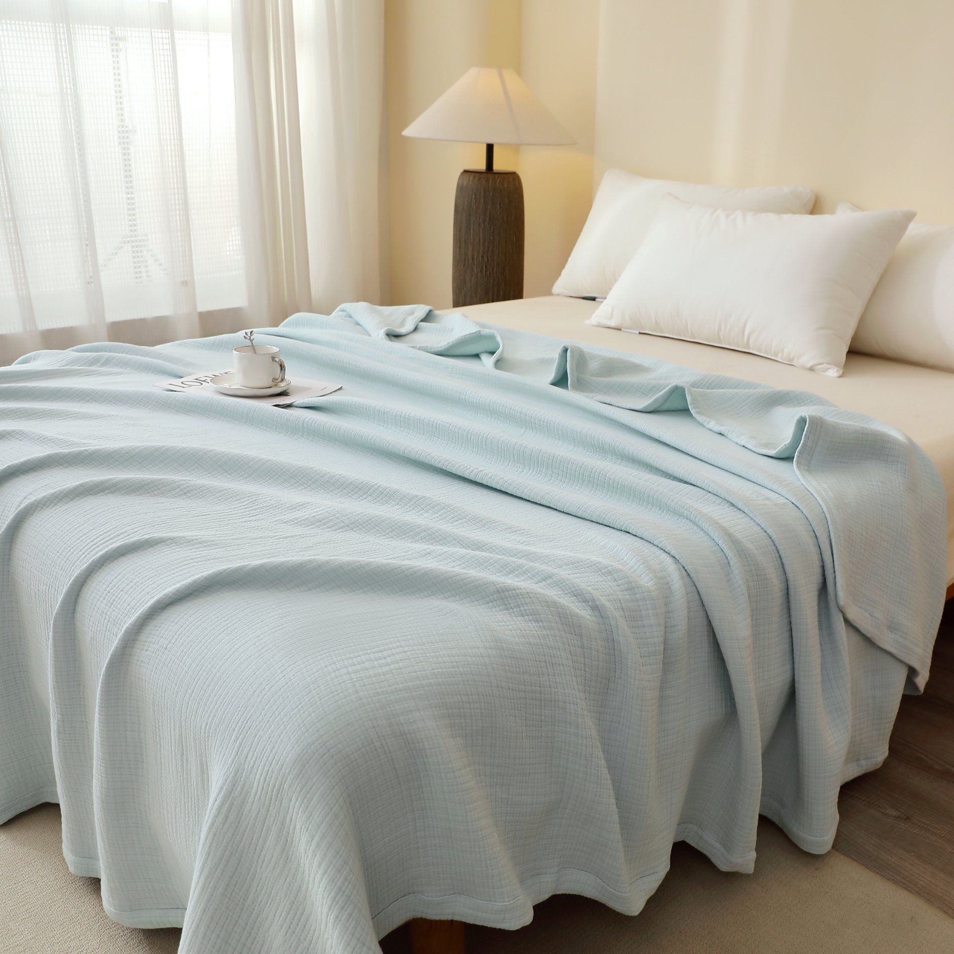 Breathable Unbleached 6-Ply Muslim Cotton Fabric for Swaddles Light Blankets