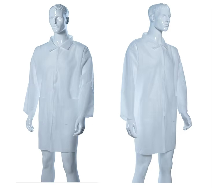 Wholesale Laboratory Coat with Pocket 40g Blue SMS Disposable Medical Doctor Lab Coats Cheap Disposable Lab Coat
