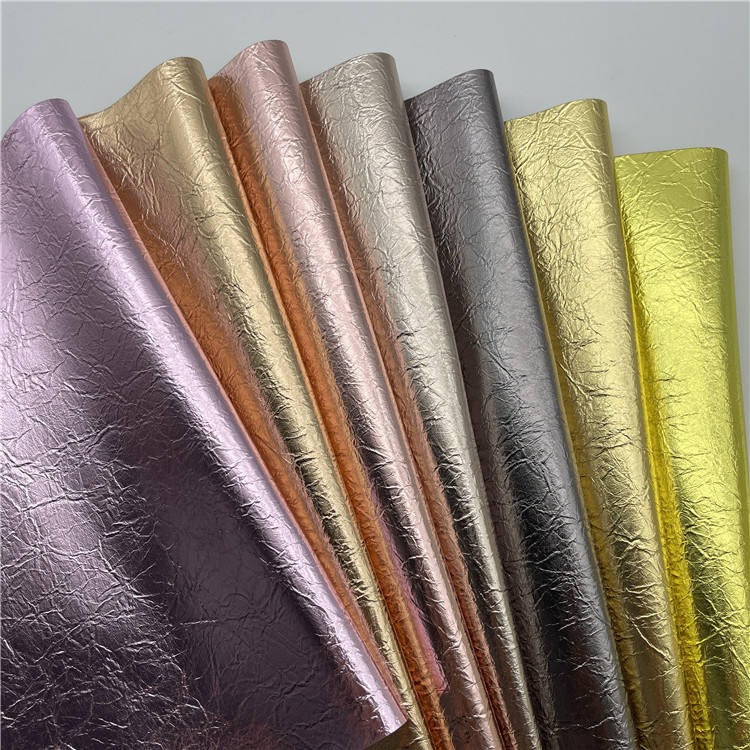 Factory Stock Embossed Shiny PU Synthetic Leather Faux Leather Sheets for Luggage Bag Decoration Leather