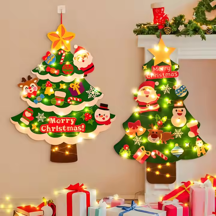Christmas Decor Supplier Kids DIY Felt Christmas Tree Decoration Home New Year Gifts Ornaments Santa Claus Xmas Tree