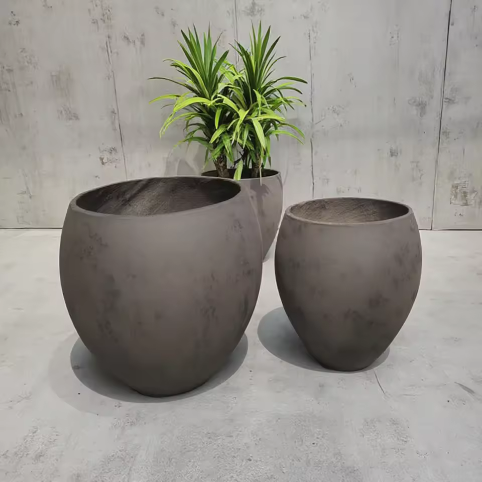 High Quality Eco-friendly Fiber Clay Round Floor Boughpot With Drainage Hole Durable & Lightweight For Indoor/outdoor Use